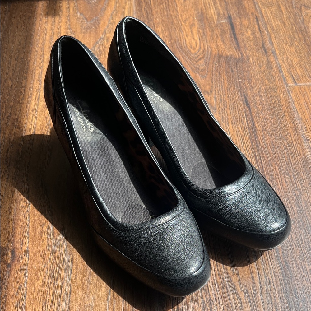 Clarks Black Leather Heels